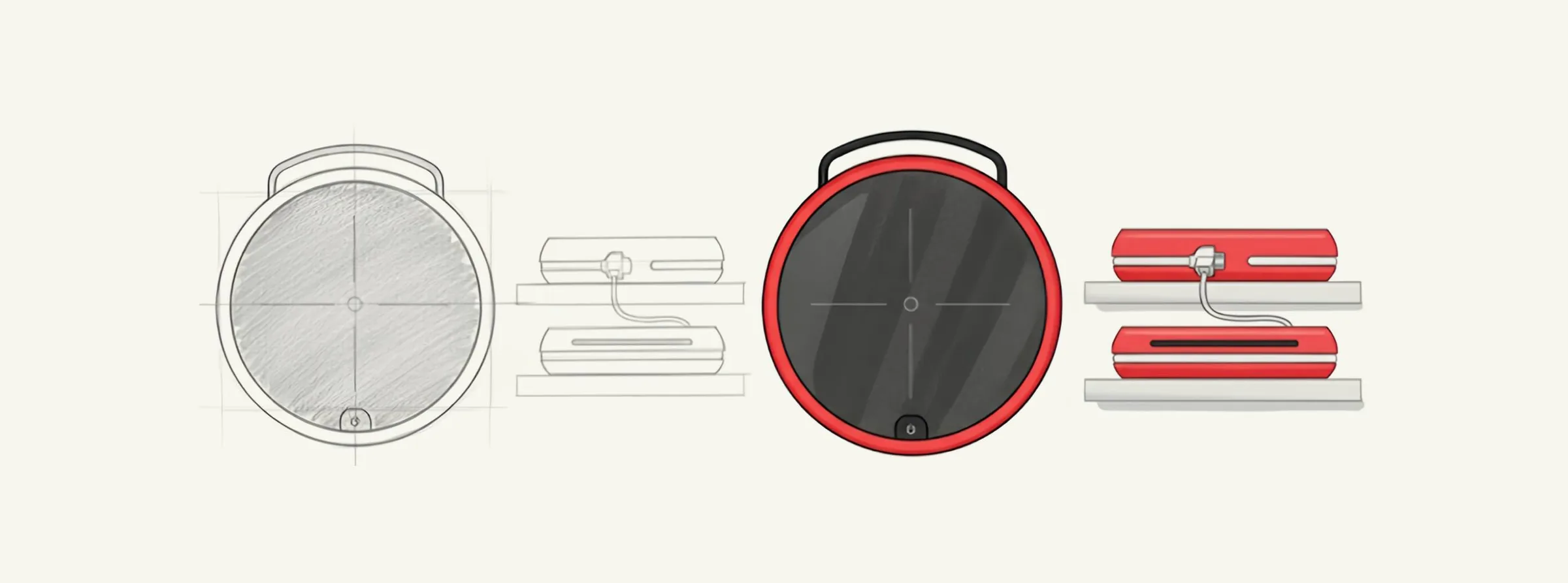 Sketches of the induction hob appliance